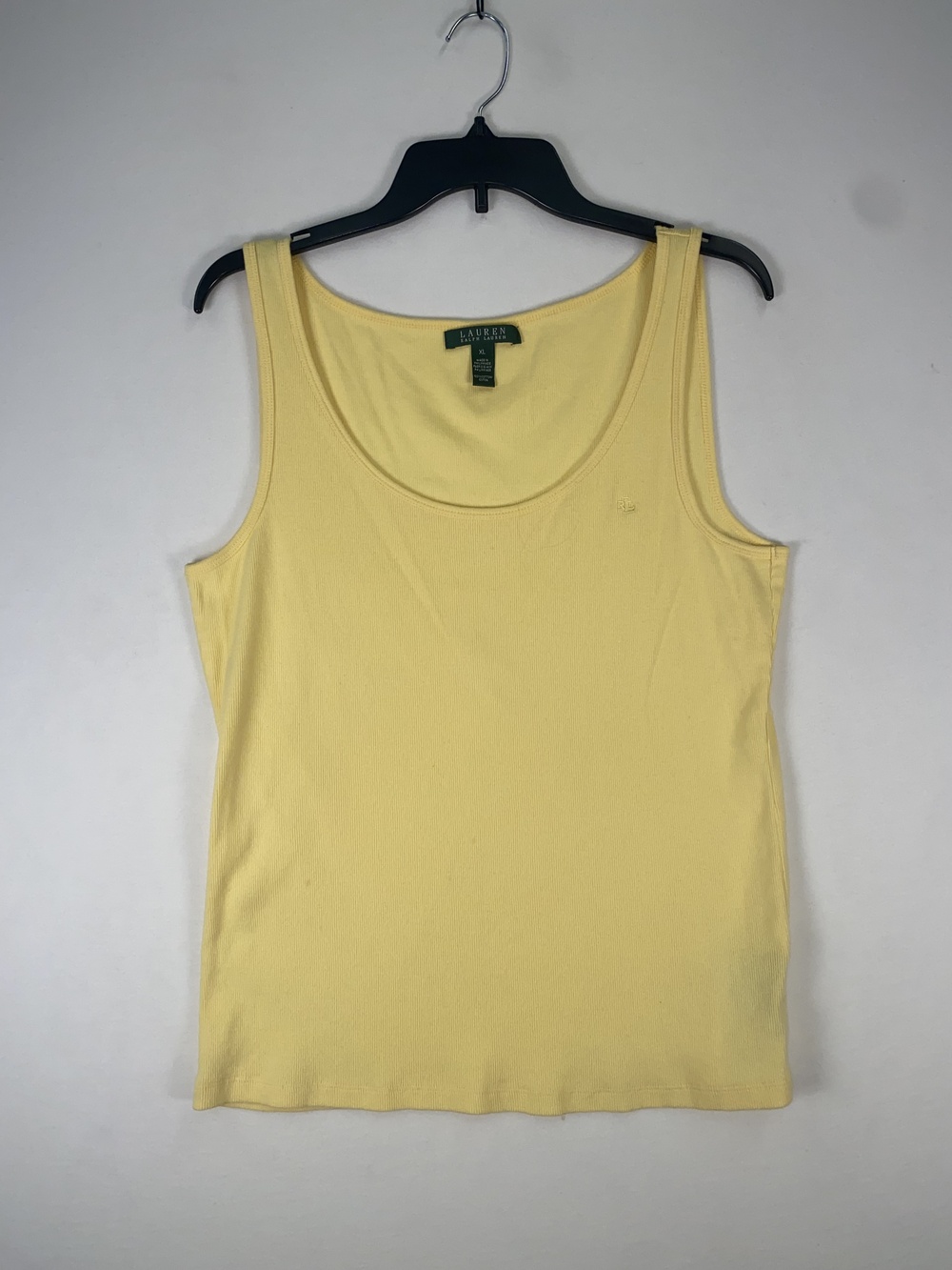 Lauren Ralph Lauren Tank Top Womens XL Yellow Solid Scoop Neck Cotton Jersey